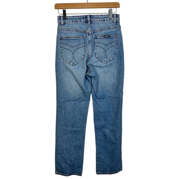 Rollas Original High Rise Straight Leg Jeans Brad Blue Light Wash 27 - Picture 9 of 11